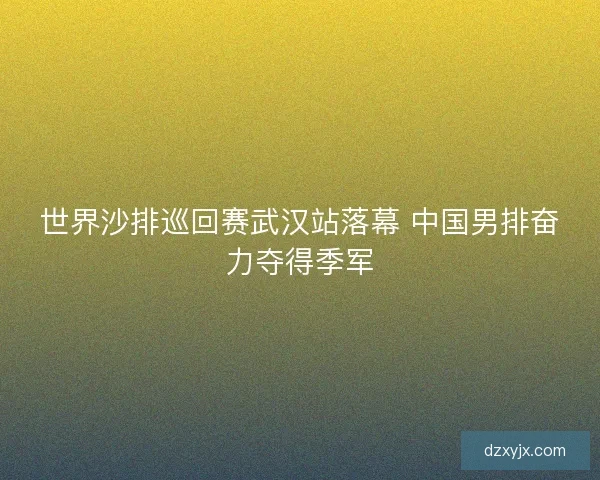 世界沙排巡回赛武汉站落幕 中国男排奋力夺得季军